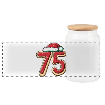 75 Number Biscuit Christmas - Panoramic Cookie Jar with Wooden Lid - white - Front