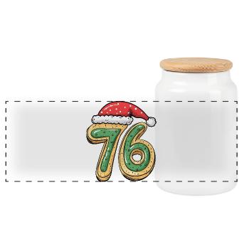 76 Number Cookie Christmas - Panoramic Cookie Jar with Wooden Lid - white - Front