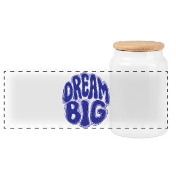 DREAM BIG [Let's Talk] - Panoramic Cookie Jar with Wooden Lid - white - Front