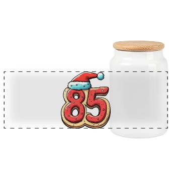 85 Number Biscuit Christmas - Panoramic Cookie Jar with Wooden Lid - white - Front