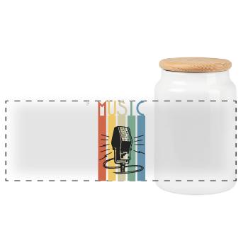 Retro Microphone Music Strip - Panoramic Cookie Jar with Wooden Lid - white - Front