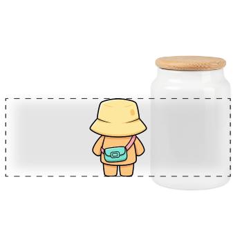 Hut dreamer with bag - Panoramic Cookie Jar with Wooden Lid - white - Front