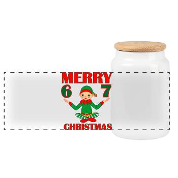 Elf 6–7 Vibes – CHRISTMAS (Inspired by the 6- - Panoramic Cookie Jar with Wooden Lid - white - Front