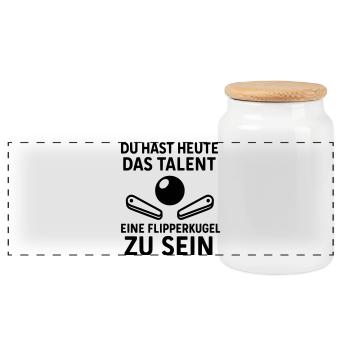 flipperkugel kollege arbeit team freude - Panorama Keksdose mit Holzdeckel - Weiß - Vorne