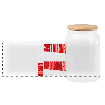 Frauenrechte Fundamental rights Layout - Panorama Keksdose mit Holzdeckel - Weiß - Vorne