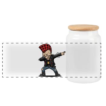 Dabbing Punk – Style de dessin animé effronté - Boîte à biscuits avec couvercle en bois - blanc - Devant