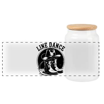 Line Dance Kids Cowboy - Panoramic Cookie Jar with Wooden Lid - white - Front