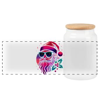 Cadeau du Père Noël vintage - Boîte à biscuits avec couvercle en bois - blanc - Devant