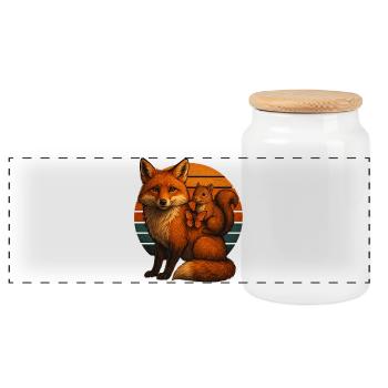 Écureuil-renard amoureux des animaux rétro - Boîte à biscuits avec couvercle en bois - blanc - Devant
