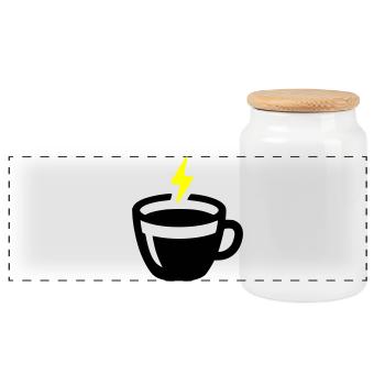 Latte Art Liebe:  Latte art Energie Kaffee Vector - Panorama Keksdose mit Holzdeckel - Weiß - Vorne