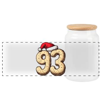93 Number Cookie Christmas - Panoramic Cookie Jar with Wooden Lid - white - Front