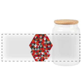Geometrisches Hexagon Geometric Triangles  - Panorama Keksdose mit Holzdeckel - Weiß - Vorne