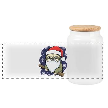 Lustiger Weihnachts Faultier Santa Grumpy - Boîte à biscuits avec couvercle en bois - blanc - Devant