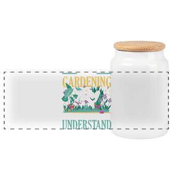 Garden & Plant Lovers Gifts - Panoramic Cookie Jar with Wooden Lid - white - Front