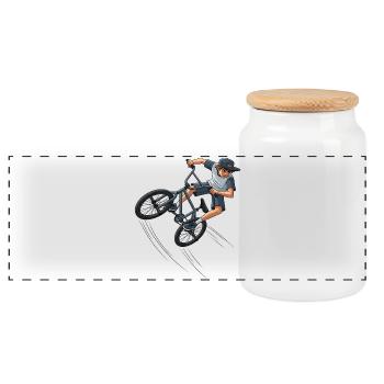 Freestyle BMX Street Artwork Trick Rider Street - Panorama Keksdose mit Holzdeckel - Weiß - Vorne