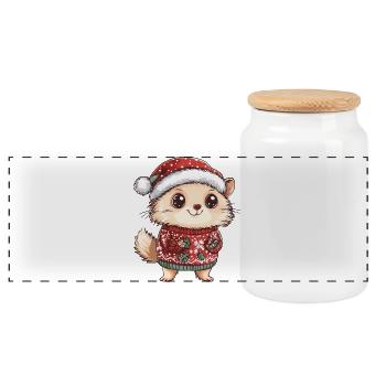 Igel Weihnachten Xmas - Panorama Keksdose mit Holzdeckel - Weiß - Vorne
