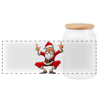 Yogis Weihnachten - Panorama Keksdose mit Holzdeckel - Weiß - Vorne