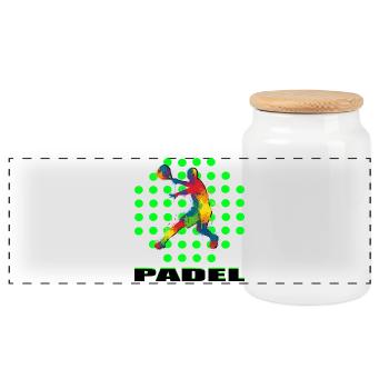 Padel - Boîte à biscuits avec couvercle en bois - blanc - Devant