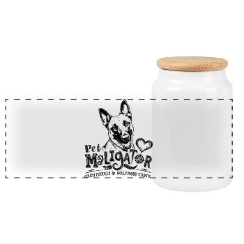 Belgian Malinois - Pet Maligator - Panoramic Cookie Jar with Wooden Lid - white - Front
