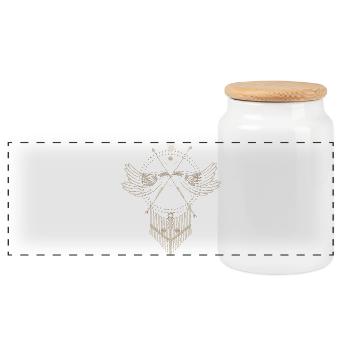 Ornement élégant d’aile aux formes symboliques fines - Boîte à biscuits avec couvercle en bois - blanc - Devant