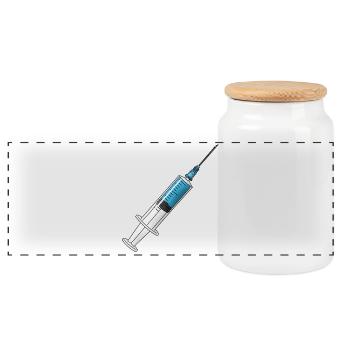 Syringe Neon Blue: Medical Style - Panoramic Cookie Jar with Wooden Lid - white - Front