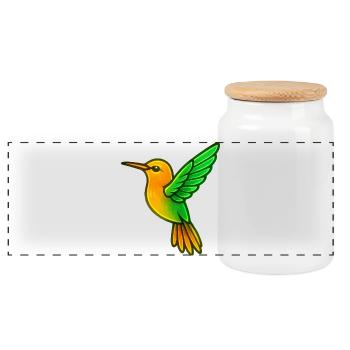 Kolibri Vogel - Panorama Keksdose mit Holzdeckel - Weiß - Vorne