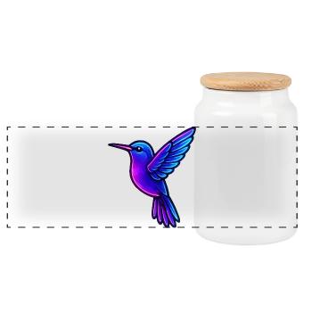 Colibri néon - Boîte à biscuits avec couvercle en bois - blanc - Devant
