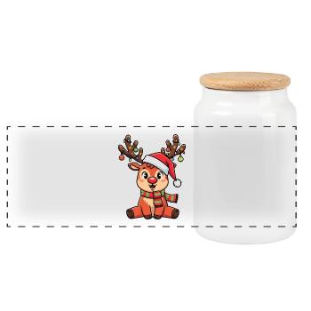 Motif festif de renne pour Noël - Boîte à biscuits avec couvercle en bois - blanc - Devant