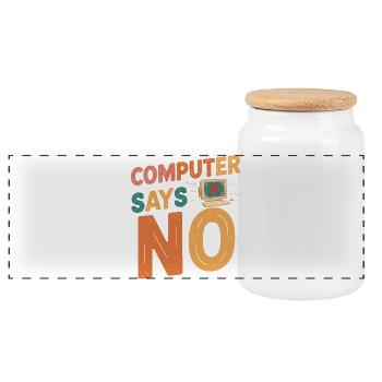 Retro Computer sagt Nein - Panorama Keksdose mit Holzdeckel - Weiß - Vorne