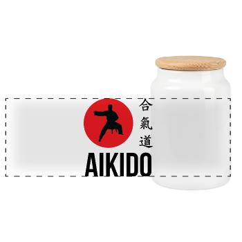 Aikido – Kampfsport – Aikido - Panorama Keksdose mit Holzdeckel - Weiß - Vorne