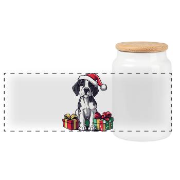 Cadeaux de Noël pour le chien dogue allemand - Boîte à biscuits avec couvercle en bois - blanc - Devant