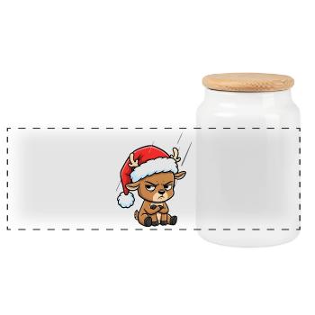 Lustiges grummel Rentier Weihnachten Comic Motiv - Boîte à biscuits avec couvercle en bois - blanc - Devant