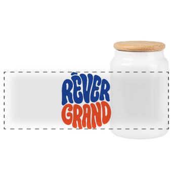 RÊVER GRAND - let's talk - Boîte à biscuits avec couvercle en bois - blanc - Devant