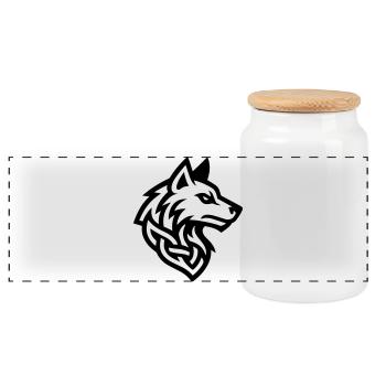 Viking Tête de Loup - Boîte à biscuits avec couvercle en bois - blanc - Devant