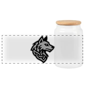Viking Tête de Loup - Boîte à biscuits avec couvercle en bois - blanc - Devant