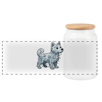 Cloud Dog Flow Gentle - Panoramic Cookie Jar with Wooden Lid - white - Front