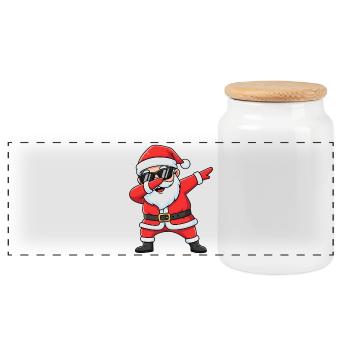 Funny Dabbing Santa Xmas Cartoon - Panoramic Cookie Jar with Wooden Lid - white - Front