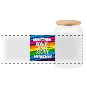 Menschenrechte statt rechte Menschen Street Art - Panorama Keksdose mit Holzdeckel - Weiß - Vorne