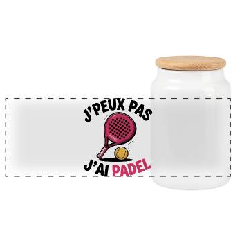 Je peux pas j ai padel cadeau femme - Boîte à biscuits avec couvercle en bois - blanc - Devant