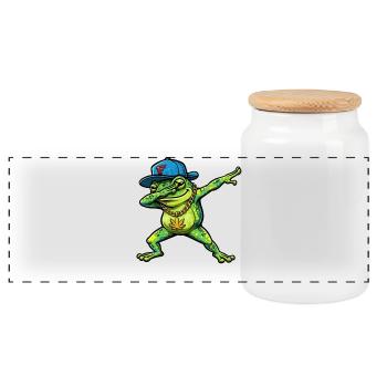Style artistique de rue Dabping Frog - Boîte à biscuits avec couvercle en bois - blanc - Devant