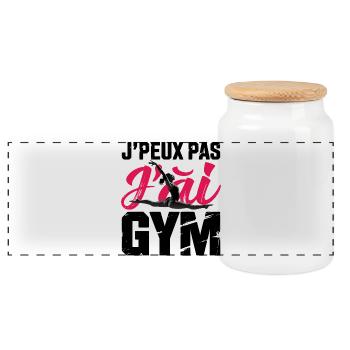 Gymnastics Gift I Can't I Have Gym - Panoramic Cookie Jar with Wooden Lid - white - Front