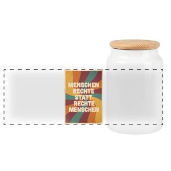 Menschenrechte statt rechte Menschen Retro - Panorama Keksdose mit Holzdeckel - Weiß - Vorne