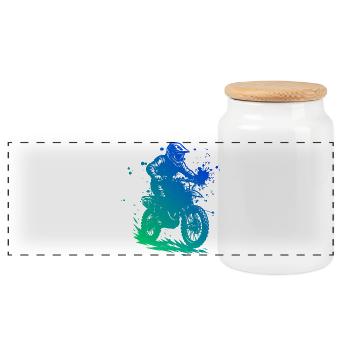 Motif emblématique du motocross - Boîte à biscuits avec couvercle en bois - blanc - Devant