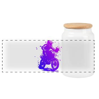 Motif motocross qui fonctionne immédiatement - Boîte à biscuits avec couvercle en bois - blanc - Devant