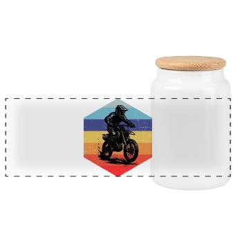 Kurz und klar Motocross - Panorama Keksdose mit Holzdeckel - Weiß - Vorne