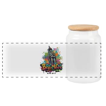 Bremer Roland – Guardian of Freedom - Panoramic Cookie Jar with Wooden Lid - white - Front