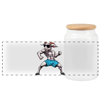 Goat Fitness - Panoramic Cookie Jar with Wooden Lid - white - Front