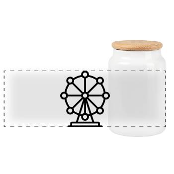 Ferris wheel - Panoramic Cookie Jar with Wooden Lid - white - Front
