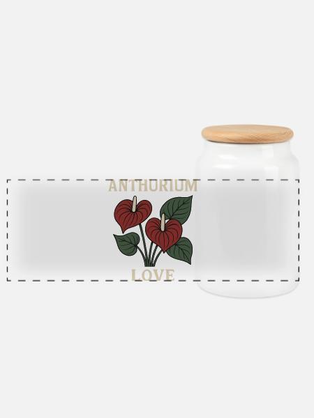 Anthurium Love - Panorama Keksdose mit Holzdeckel - Weiß