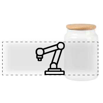 robotic arm - Panoramic Cookie Jar with Wooden Lid - white - Front